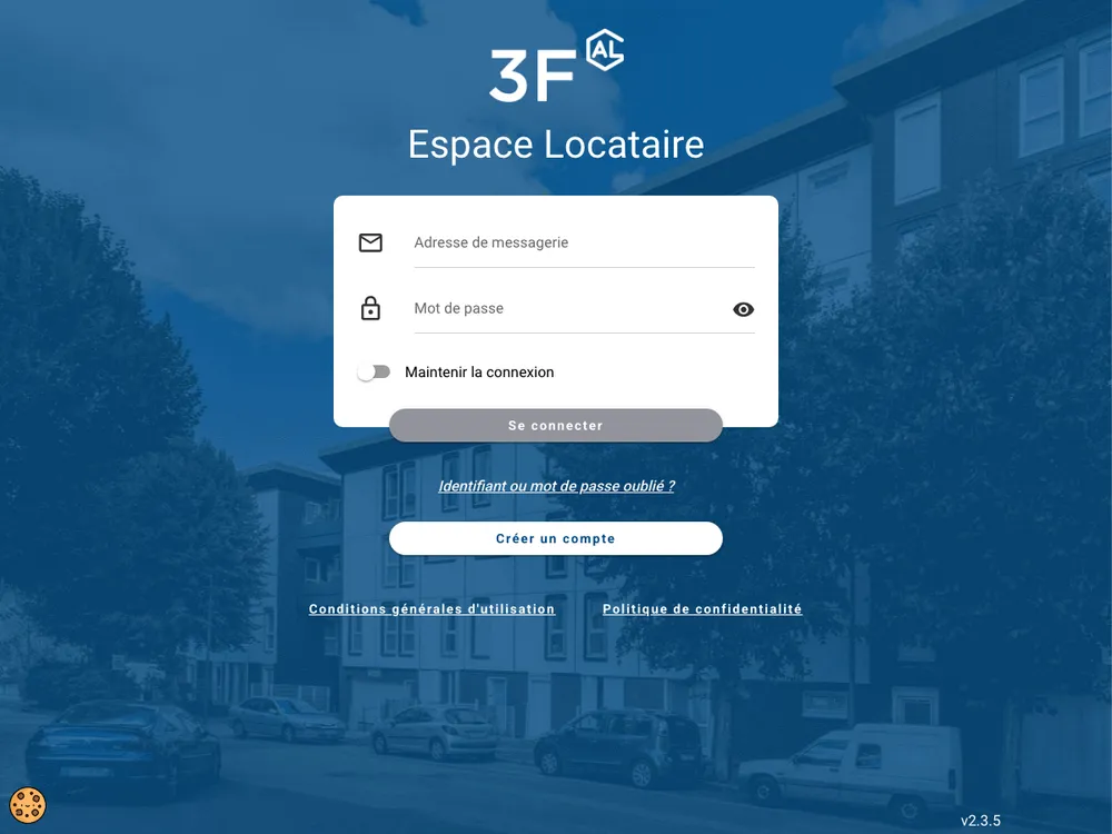 Page de connexion à mon espace locataire 3F