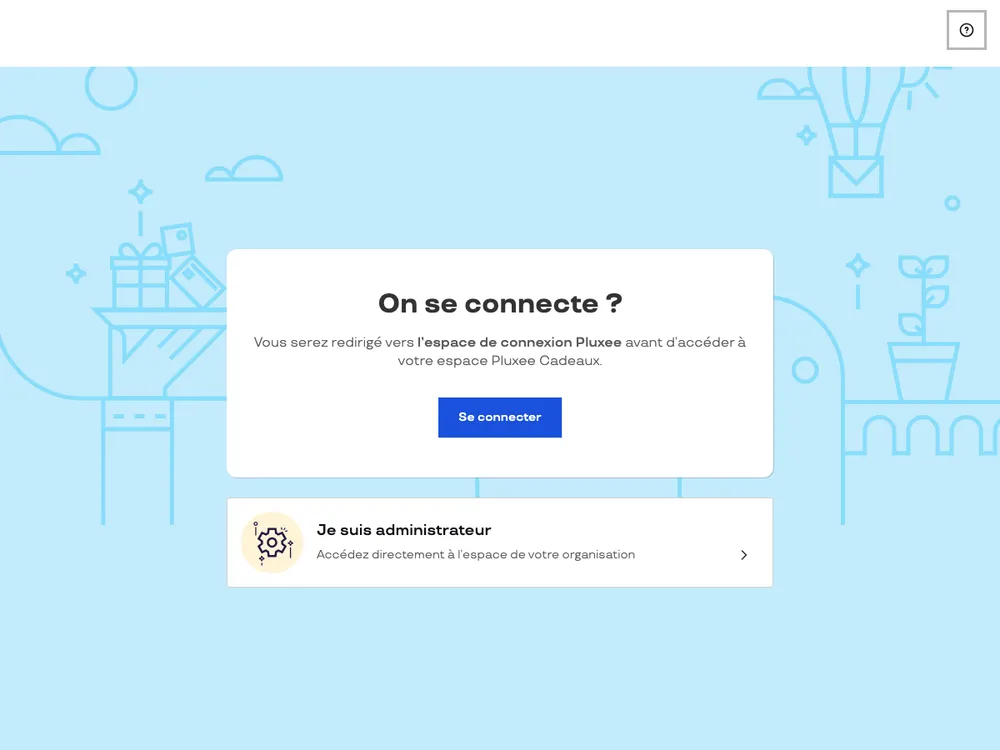 Page de connexion espace bénéficiaire Glady Pluxee Cadeaux